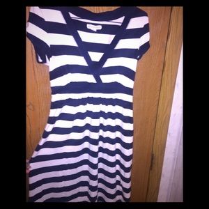 Aeropostale Striped Navy Short Sleeve Dress